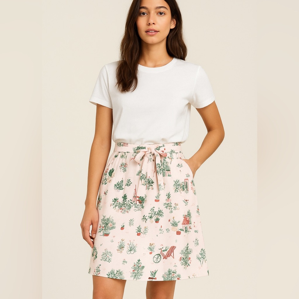 Des petits hauts pink printed skirt size L